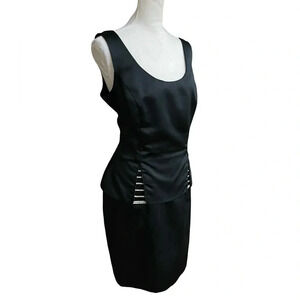 Vintage 90s Ever Beauty black scoop neck peplum crystal detail cocktail dress